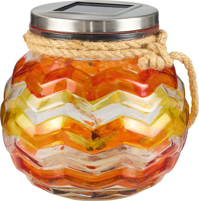 LIVARNO HOME Solar-LED-Tischleuchte aus Glas mit Mosaik-Design in Orange - Bild 1