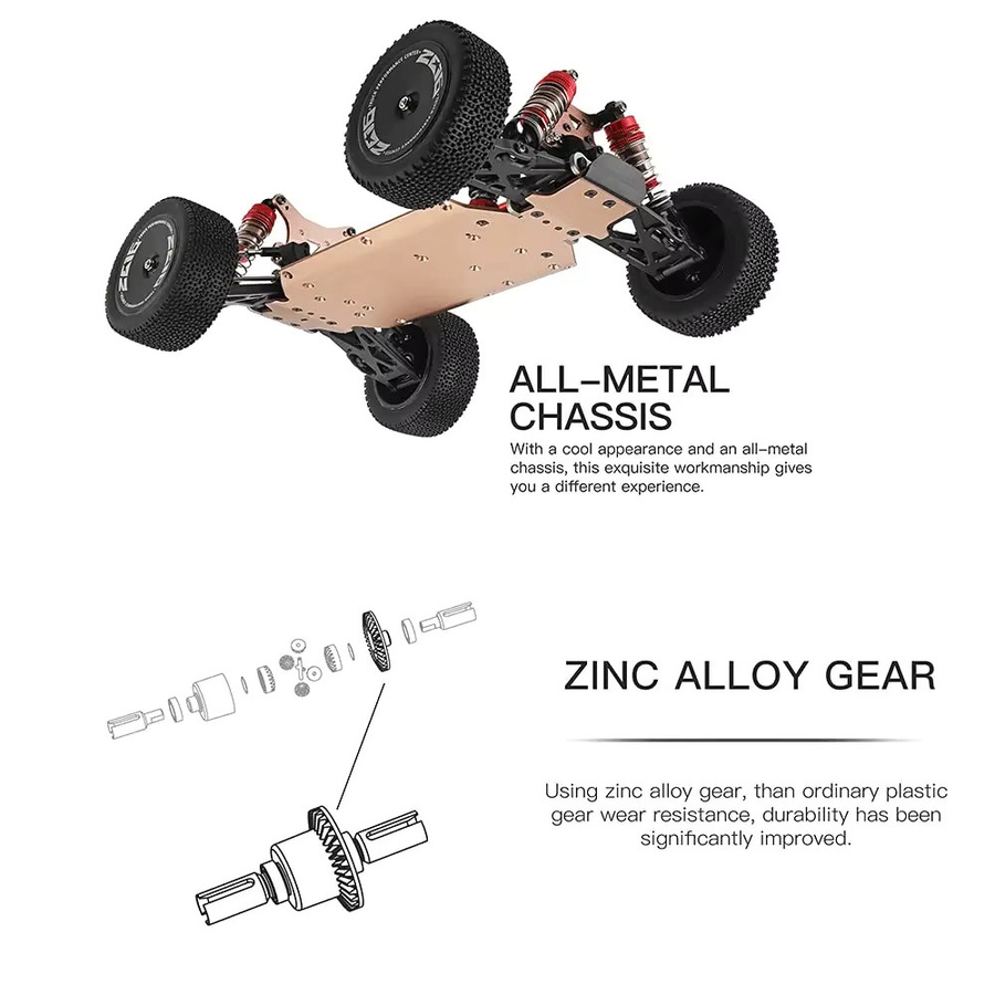 WLtoys 144001 Hochgeschwindigkeits-Rennwagen, RC Offroad-Auto, ferngesteuert, ab 14 Jahren - Bild 5