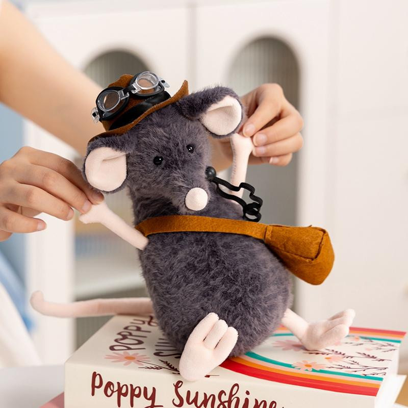 GDzaccly Traurige Maus Plüschtier Graue Maus mit Zubehör 25cm - Bild 1