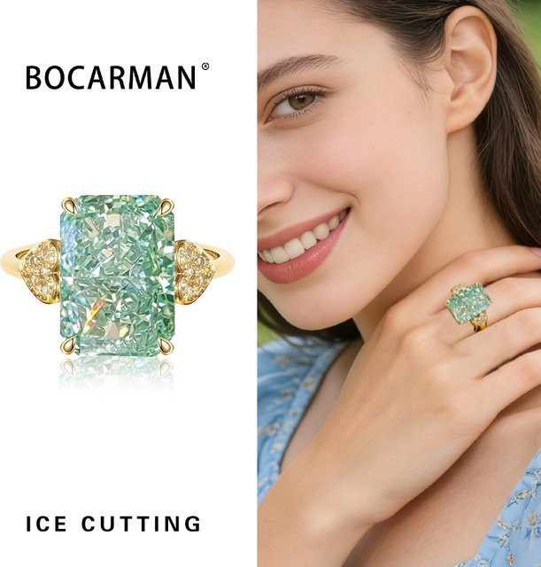 Bocarman Ring, Kupfer, mintgrüner Zirkonia, Damen, Vintage - Bild 1
