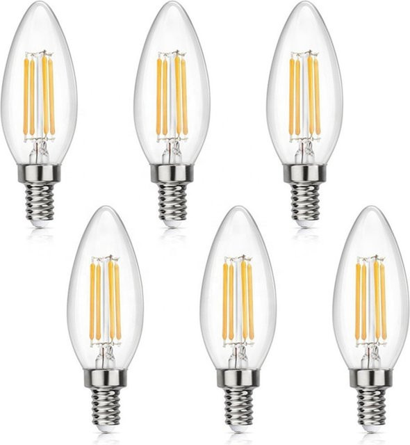 JESLED LED Kerzenlampen dimmbar mit sichtbarem Filament im Edison-Stil, transparent, 6W (60 Watt Äquivalent) - Bild 1