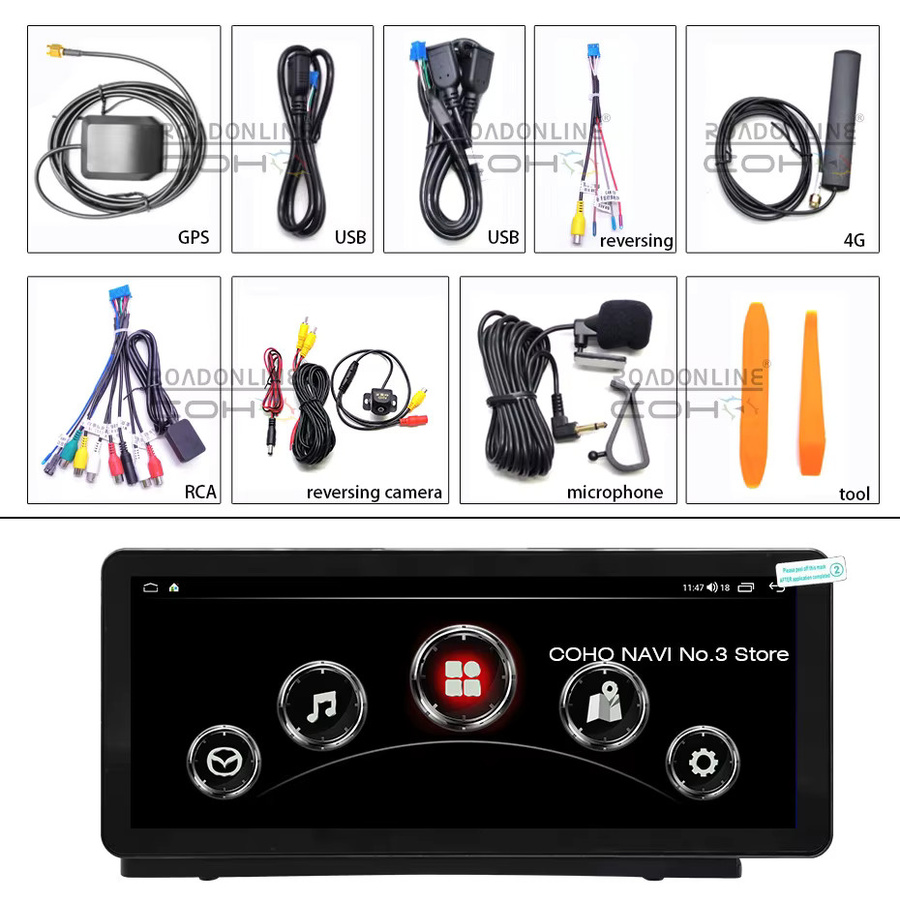 Roadonline Android 13 Multimedia Player für Mazda CX-5 2022-2025, 12,3 Zoll 2K Display, 8 Core, 8 GB RAM + 256 GB Speicher, Stereo Radio, Schwarz - Bild 4
