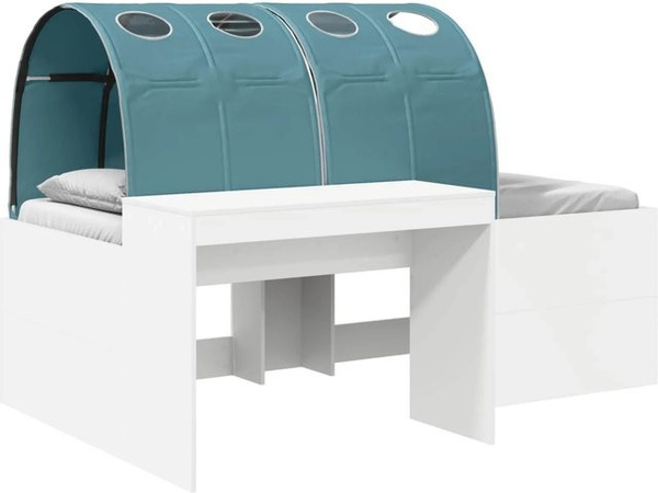 vidaXL Bett mit Tunnel in Artisian Eiche und Hellblau aus Holzwerkstoff, B/T/H: 133,5 x 120 x 75 cm