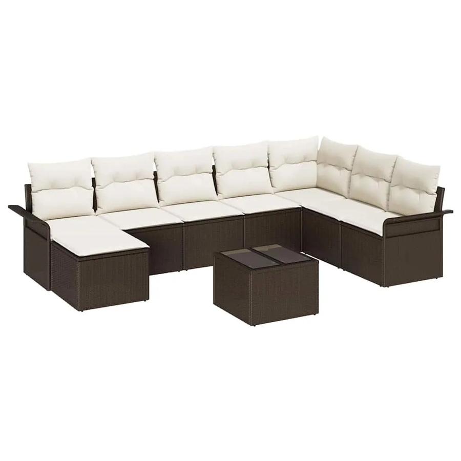 vidaXL Garten-Sofa-Set aus Poly-Rattan in Grau mit 9 Teilen, L-Form mit Kissen und integriertem Stauraum - Bild 2