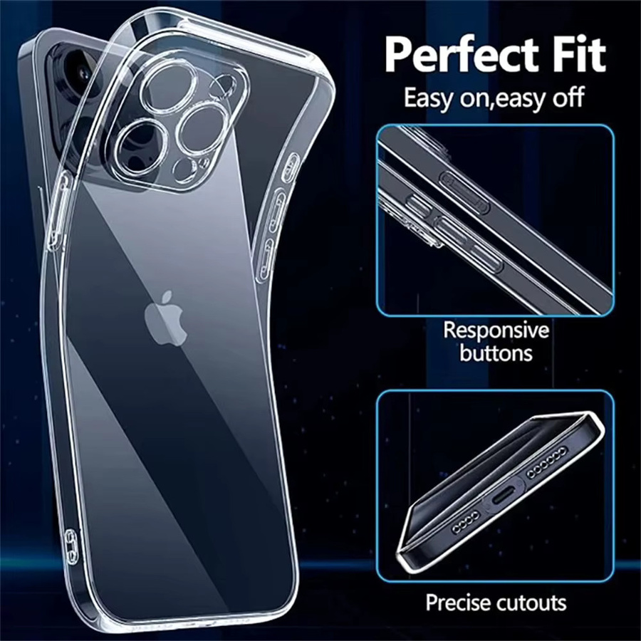 Stoßfeste transparente Silikon-Telefonhülle mit Objektivschutz für iPhone 11 12 13 14 15 16 Pro Max Mini und XS XR X - Bild 4