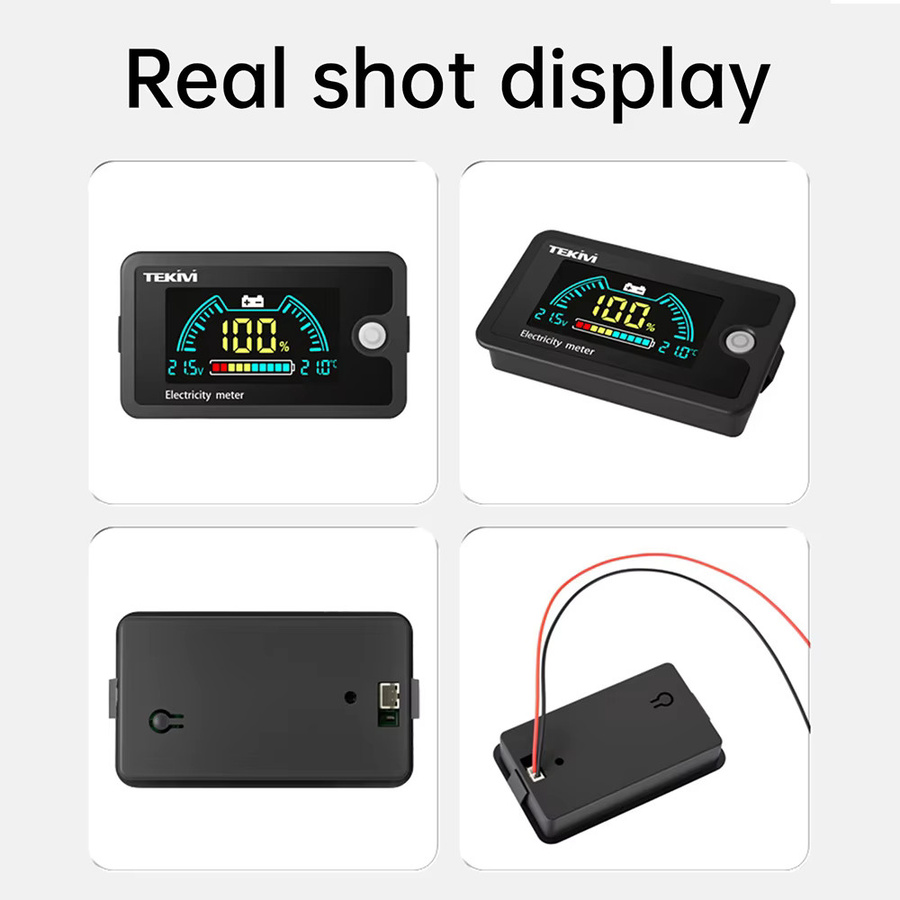 Gaqqee DC8–100 V Zweidraht-Voltmeter mit LCD-Farbdisplay, Leistungsanzeige und Temperaturanzeige in Schwarz - Bild 2