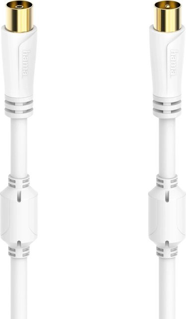 Hama Antennen-Kabel Koax-Stecker zu Koax-Kupplung, vergoldet, Weiß, 5 m - Bild 1