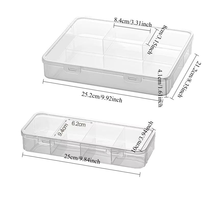 Transparente Kunststoff-Aufbewahrungsbox mit 4 Fächern und Deckel als staubdichte Organizer-Box für Kosmetik und Kleinteile - Bild 3