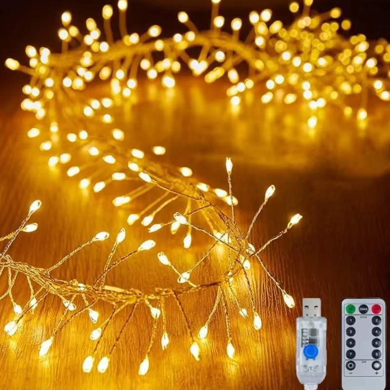 OKAL RED EAST LED-Stern-Lichterkette in Warmweiß mit Feuerwerkslichteffekt, 8 Blinkmodi und Fernbedienung zur Weihnachtsbaumdekoration - Bild 4