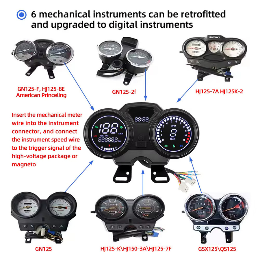 RYSJM Digitaler Motorrad Tachometer mit LCD Display und Stundenzähler in Schwarz - Bild 3