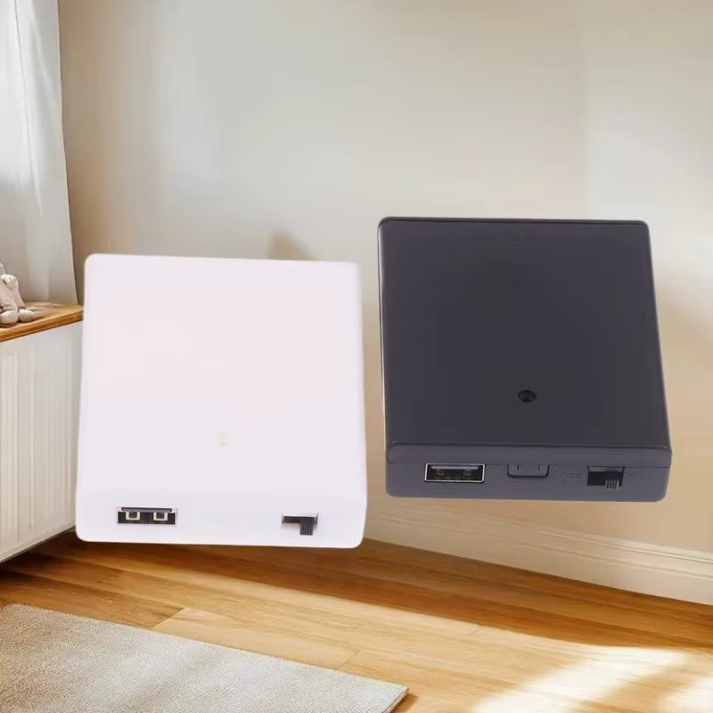 KOQZM USB-Stromversorgungs-Batteriebox in Weiß, tragbare Mini-4AA-Batteriehalter-Aufbewahrungsbox für LED-Streifenlicht-Zubehör - Bild 2