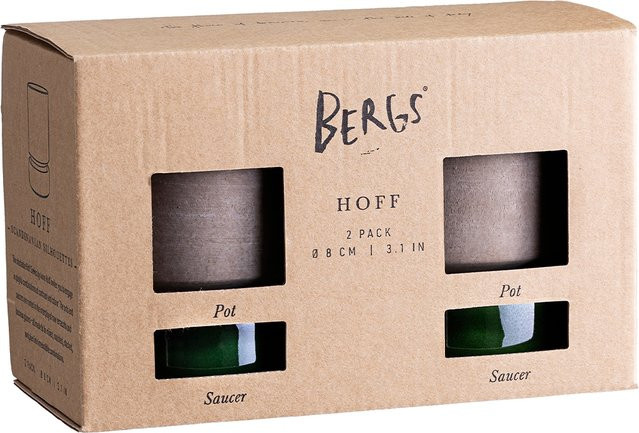 Bergs Potter Blumentopf Set The Hoff Raw Pot mit Untersetzer aus Steingut in Glazed Grey - Bild 1