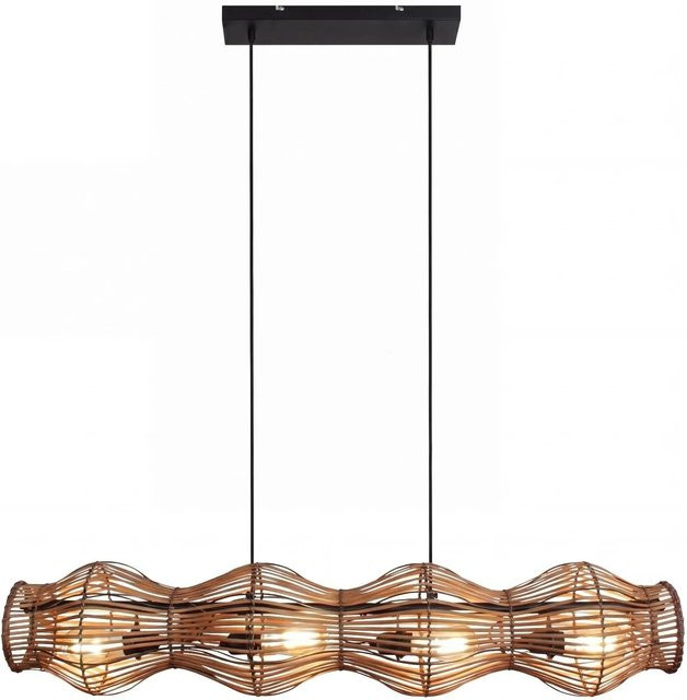 Licht-Erlebnisse Pendelleuchte aus Bambus in Braun, höhenverstellbar, Boho-Stil, Breite: 107 cm - Bild 1