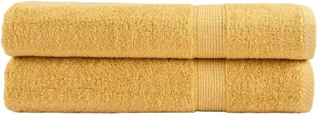 vidaXL Premium-Handtücher aus Baumwolle, 2er-Set, Gold, B/H: 100 x 200 cm, 600 g/m2 - Bild 1