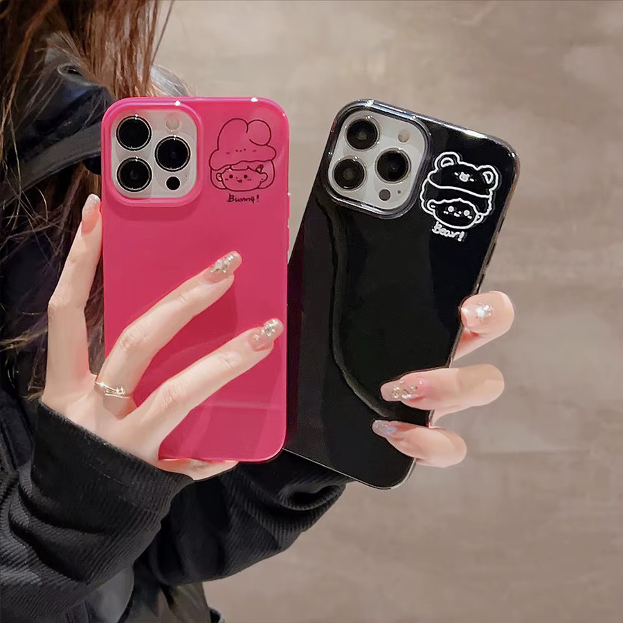 MUQGEW Stoßfeste Silikon Handyhülle mit Cartoon Paar Design für iPhone 16 15 14 13 12 11 Pro Max XS XR X 7 8 Plus - Bild 2