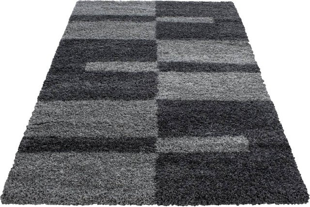 Ayyildiz Hochflorteppich Gala in Grau mit Karomuster, B/L: 160 x 230 cm - Bild 1
