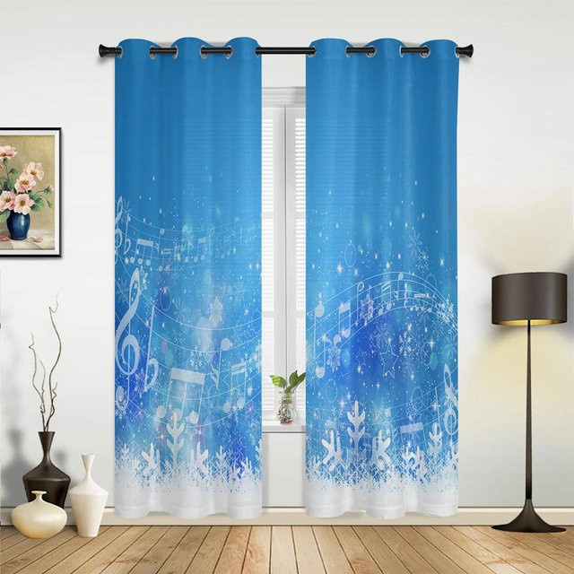 Weihnachts Vorhang mit Schneeflocken-Design in Blau für Wohnzimmer, Kinderzimmer oder Küche, Breite: 135 cm, Höhe: 60 cm - Bild 1