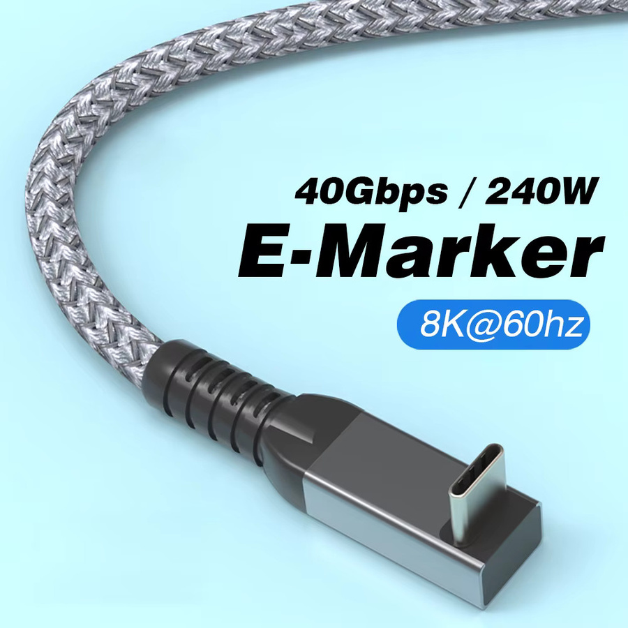UGOURD Thunderbolt 4 Kabel mit 90 Grad Winkel USB4 Typ-C Datenübertragungskabel mit PD 240W und 40 Gbit/s für iPad, Laptop und SSD - Bild 3