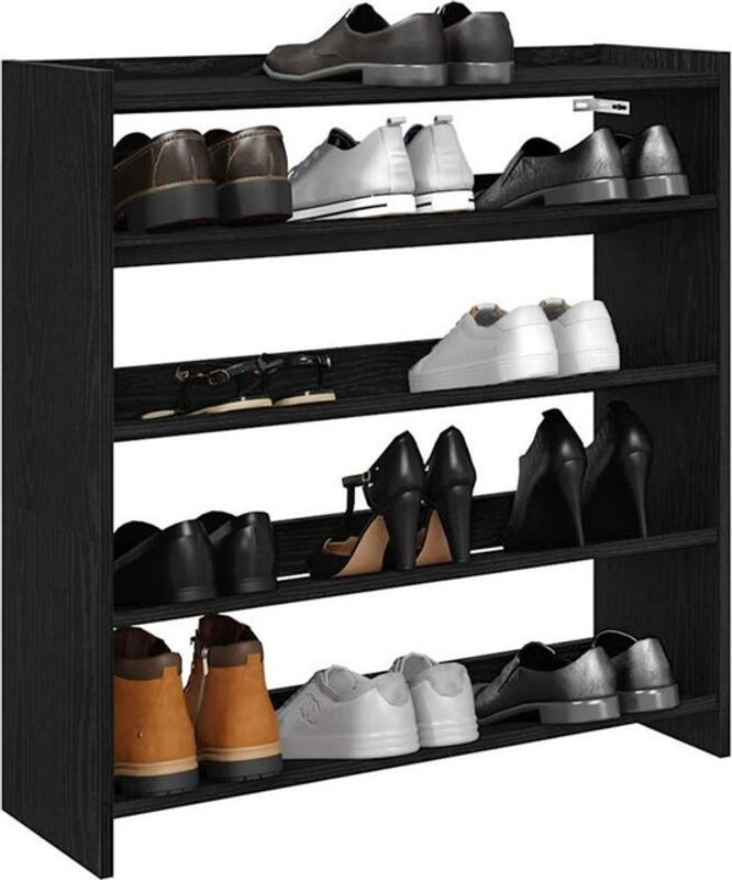 Schuhregal Vidaxl in Schwarz aus Holzwerkstoff, Modern, B/T/H: 80 x 25 x 81 cm - Bild 1