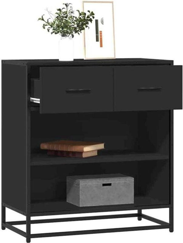 Modernes Sideboard Vidaxl in Schwarz aus Holzwerkstoff und Metall im Industrial Design, B/T/H: 68 x 35 x 76 cm - Bild 1