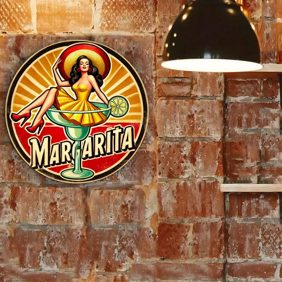 Retro Margarita Cocktail Aluminium Blechschild von Potdemiel als Vintage Wanddekoration in Multicolor und Schwarz - Bild 5