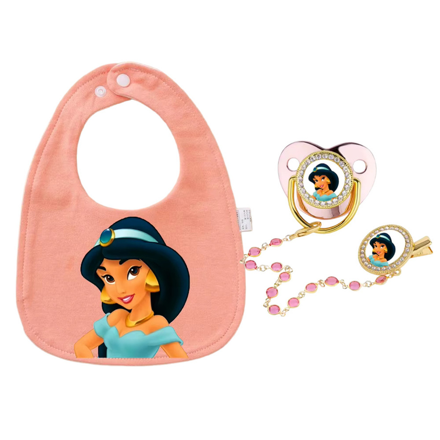 Disney Baby-Lätzchen und Schnuller-Set mit Beißring und Clip in Pink für Mädchen - Bild 1
