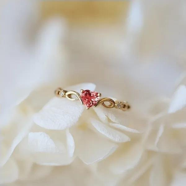 Huitan Ring mit Herz, Zirkonia, Gold, Kupfer, Damen - Bild 1