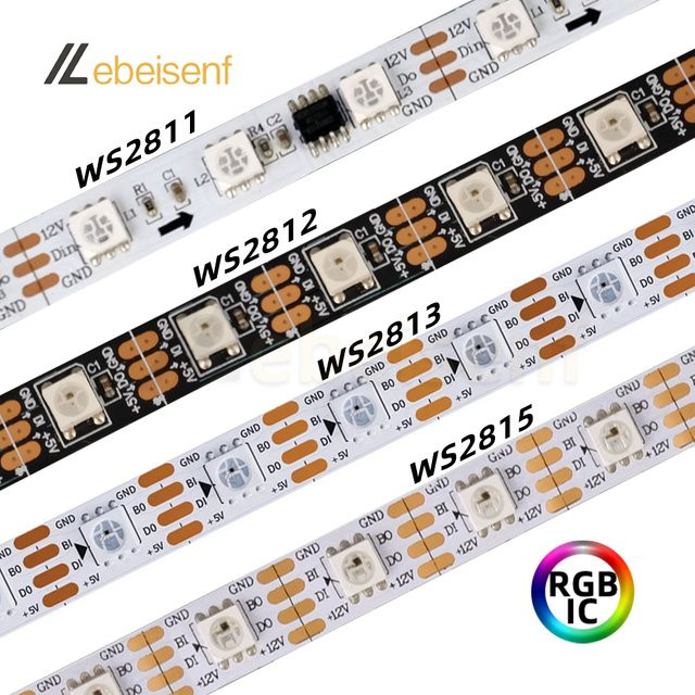 Lebeisenf RGBIC Smart LED-Streifen, individuell adressierbare SMD LEDs, Multicolor, Schwarz - Bild 1