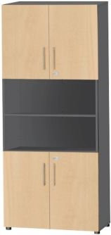 Schäfer Shop Select Kombischrank Start Off mit 6 offenen und 4 geschlossenen Fächern, abschließbar, Farbe Graphit/Ahorn, B/T/H: 80 x 42 x 224 cm - Bild 1
