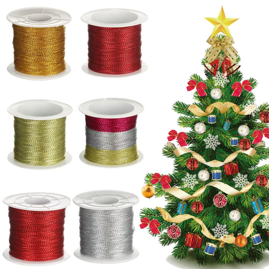 Goldenes Metallic Bindeseil für Geschenkboxen und Weihnachtsdeko, 20 Meter Verpackungsschnur - Bild 2