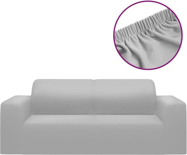vidaXL Stretch Sofahusse für 2-Sitzer aus Polyester-Jersey in Grau - Bild 1