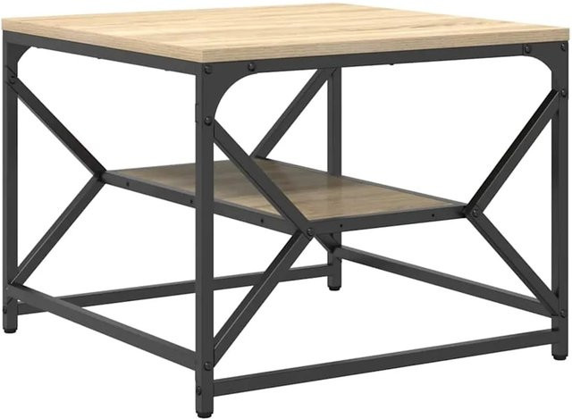 vidaXL Couchtisch Sonoma Eiche aus Ingenieurholz und Stahl, Braun, B/T/H: 51 x 50 x 40 cm - Bild 1