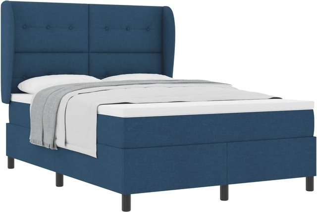 vidaXL Boxspringbett mit Matratze und Kopfteil in Blau, modern gepolstert, B/T: 160 x 200 cm - Bild 1