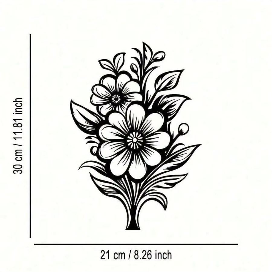 Moderne Blumen-Hängeskulptur aus Metall von CIFBUY in Schwarz als Wandkunst-Dekor für drinnen und draußen - Bild 2