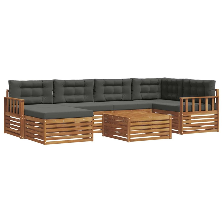 vidaXL Outdoor-Sofagarnitur aus Akazienholz in L-Form mit 7-teiligem Set und Kissen in Anthrazit - Bild 2
