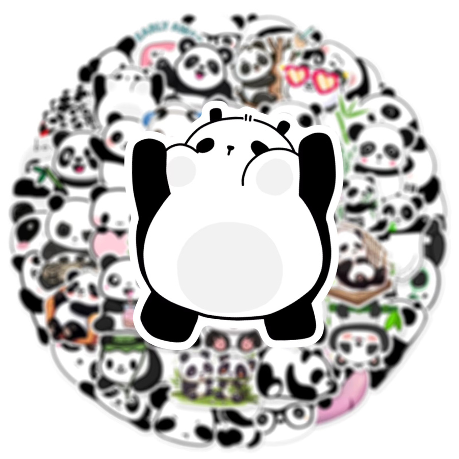 50 Stück Panda Aufkleber im Kawaii Cartoon Design, wasserfeste DIY-Sticker für Scrapbooking, Handy und Gepäck, Mehrfarbig - Bild 2