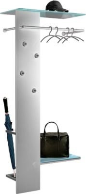 Kerkmann Wandgarderobe Kent in Silber und Grau mit satinierter ESG-Glasablage und Schirmhalter inklusive Tropfschale B/H: 55 x 28 cm - Bild 1