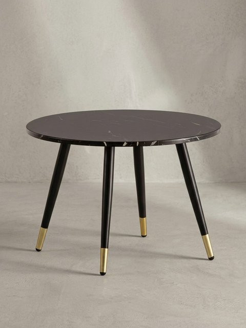 KADIMA DESIGN Couchtisch in runder Form mit Marmor Optik und Metall-Gestell, Schwarz, Durchmesser: 60 cm, Höhe: 41 cm - Bild 1