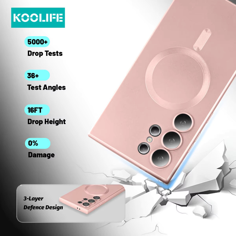 Koolife Magnetische Silikon Hülle für Samsung Galaxy S25 S24 Ultra S24 Plus S23 S22 Ultra in Blau und Pink - Bild 2