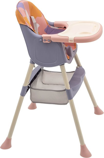 Nordischer Kleinkind-Esstisch-Booster-Sitz in Pink und Multicolour, verstellbarer Baby-Hochstuhl für 6-36 Monate mit 70 kg Tragkraft und Ablage, Höhe: 92 cm - Bild 1