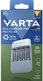 Varta Eco Charger Pro Rundzellen-Ladegerät für NiMH Akkus AAA und AA mit USB-Typ-C Anschluss in Grau und Grün - Bild 2