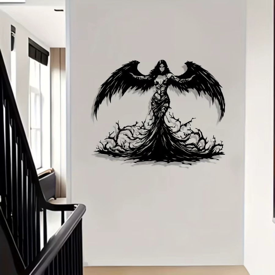 CIFBUY Engel Wandkunst aus Metall in Schwarz, gotische Skulptur für die Innen- und Außendekoration - Bild 4