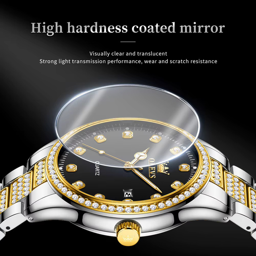 OLEVS Armbanduhr, Quarz, Edelstahl, Gold, Diamant, Zirkonia, Herren - Bild 2