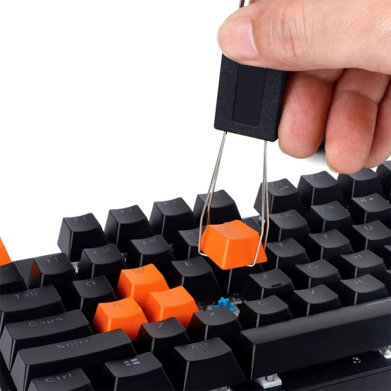 Tastenkappen-Abzieher und Schalter-Abzieher aus Edelstahl mit 2-teiliger Tastatur-Reinigungsbürste in Schwarz für mechanische Tastaturen - Bild 2