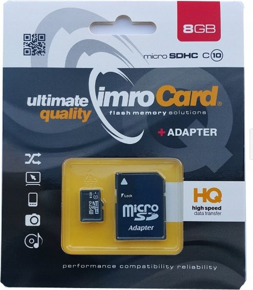 IMRO CARD 8 GB Micro-SDHC-Speicherkarte mit SD-Adapter, Schwarz - Bild 1