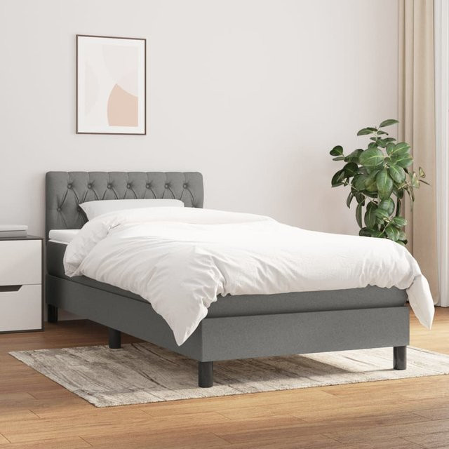 vidaXL Boxspringbett mit Matratze Dunkelgrau B/T/H: 90 x 200 x 88 cm - Bild 2