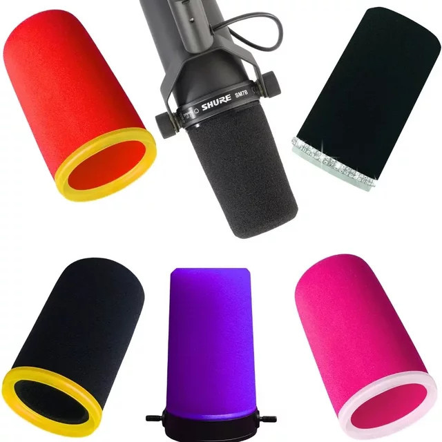 Okrinos Windschutz für Shure SM7B und SM7dB, Mikrofon-Popfilter-Abdeckung mit Ring als Schaumstoffüberzug zur Geräuschreduzierung in Rot oder Lila - Bild 1