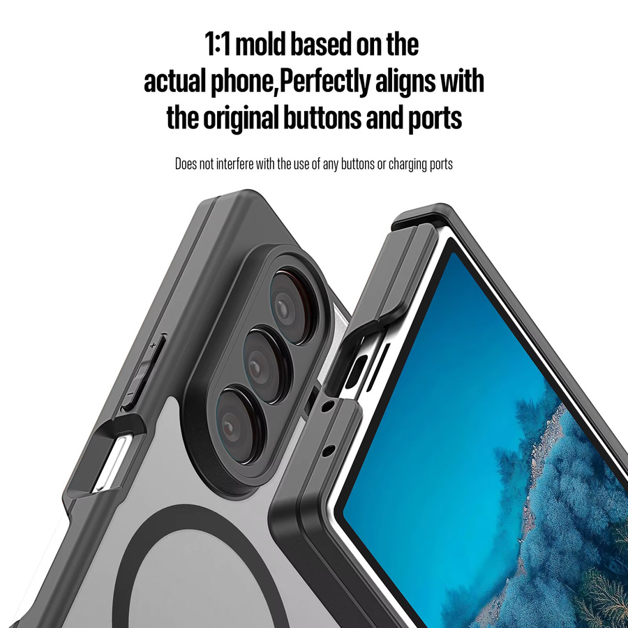 Magnetische Klapphülle für Samsung Galaxy Z Fold7, transparent und mattiert, mit Scharnierschutz und Stoßfestigkeit - Bild 4