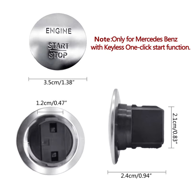 SORGHUM Auto Keyless One-Click Start Stop Push Button Motor Zündschalter für Mercedes Benz W176 W204 W212 W207 GL X164 GLE in Silber - Bild 4