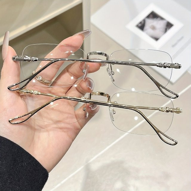 ZUIDID Korrektionsbrille, randlos, transparent, silber, Damen, Metall - Bild 1